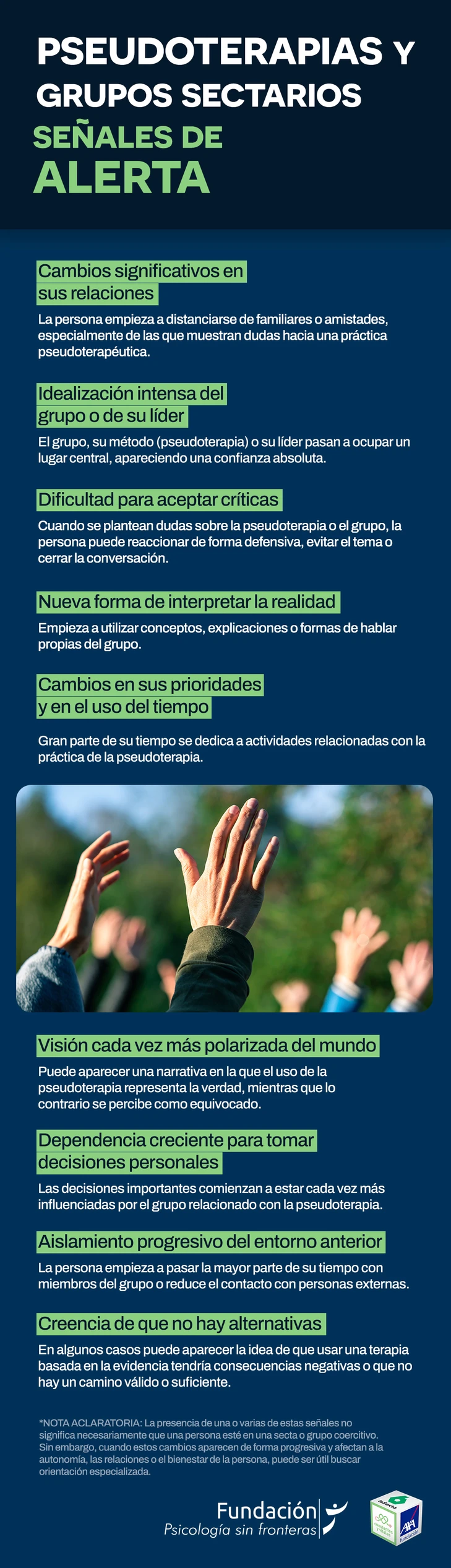 Infografía Pseudoterapias y grupos sectarios Constantes y Vitales