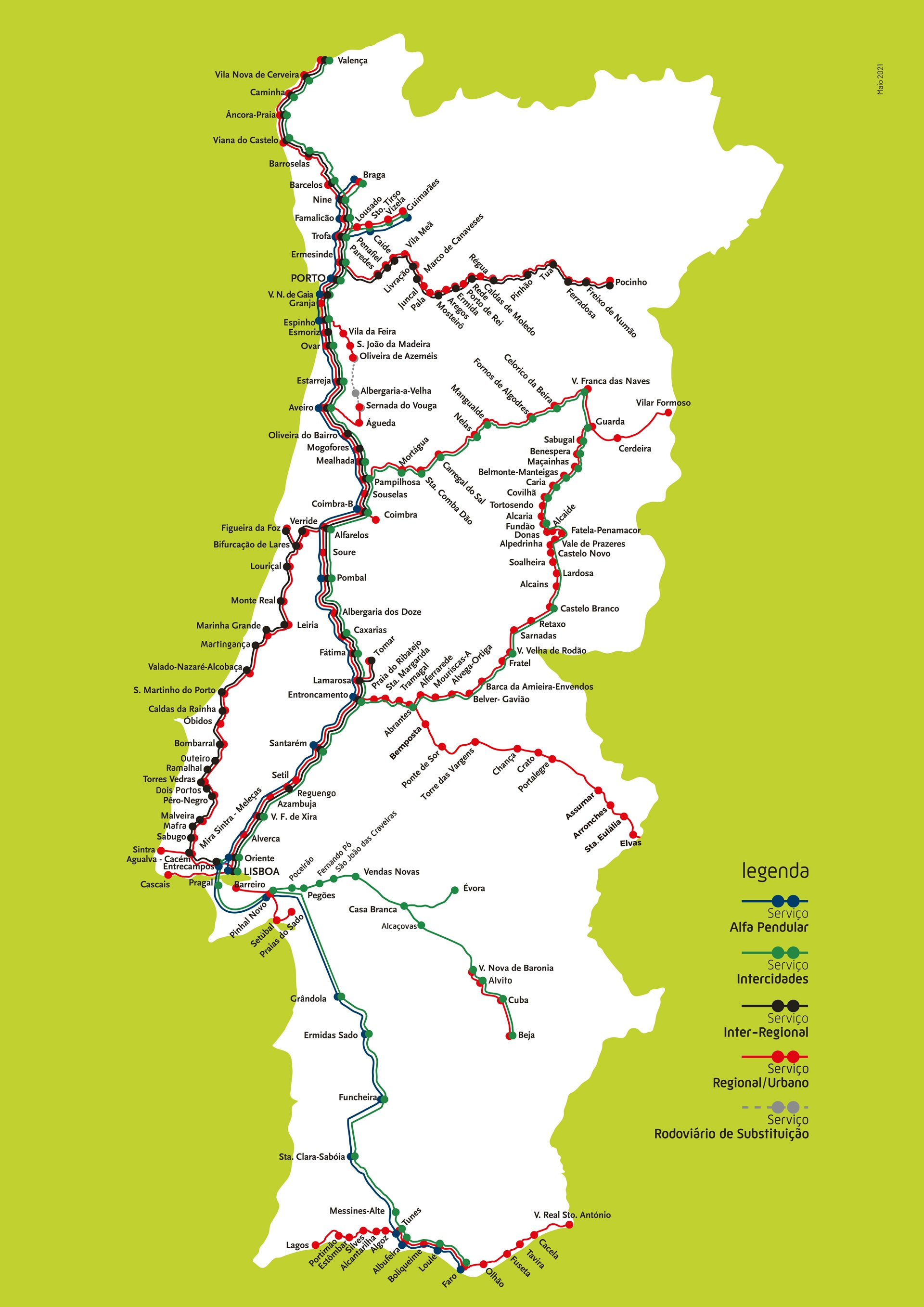 MAPA TRENES PORTUGAL